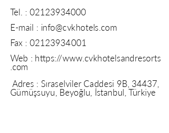Cvk Taksim Hotel Istanbul iletiim bilgileri